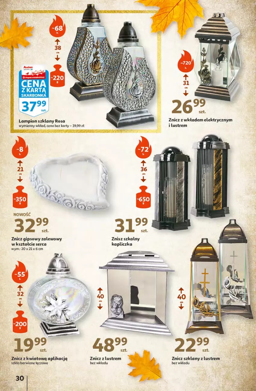Gazetka promocyjna Auchan - Hiperoszczędzanie z kartą Skarbonka Hipermarkety - ważna 07.10 do 13.10.2021 - strona 30 - produkty: Lampion, Lampion szklany, Ser, Znicz