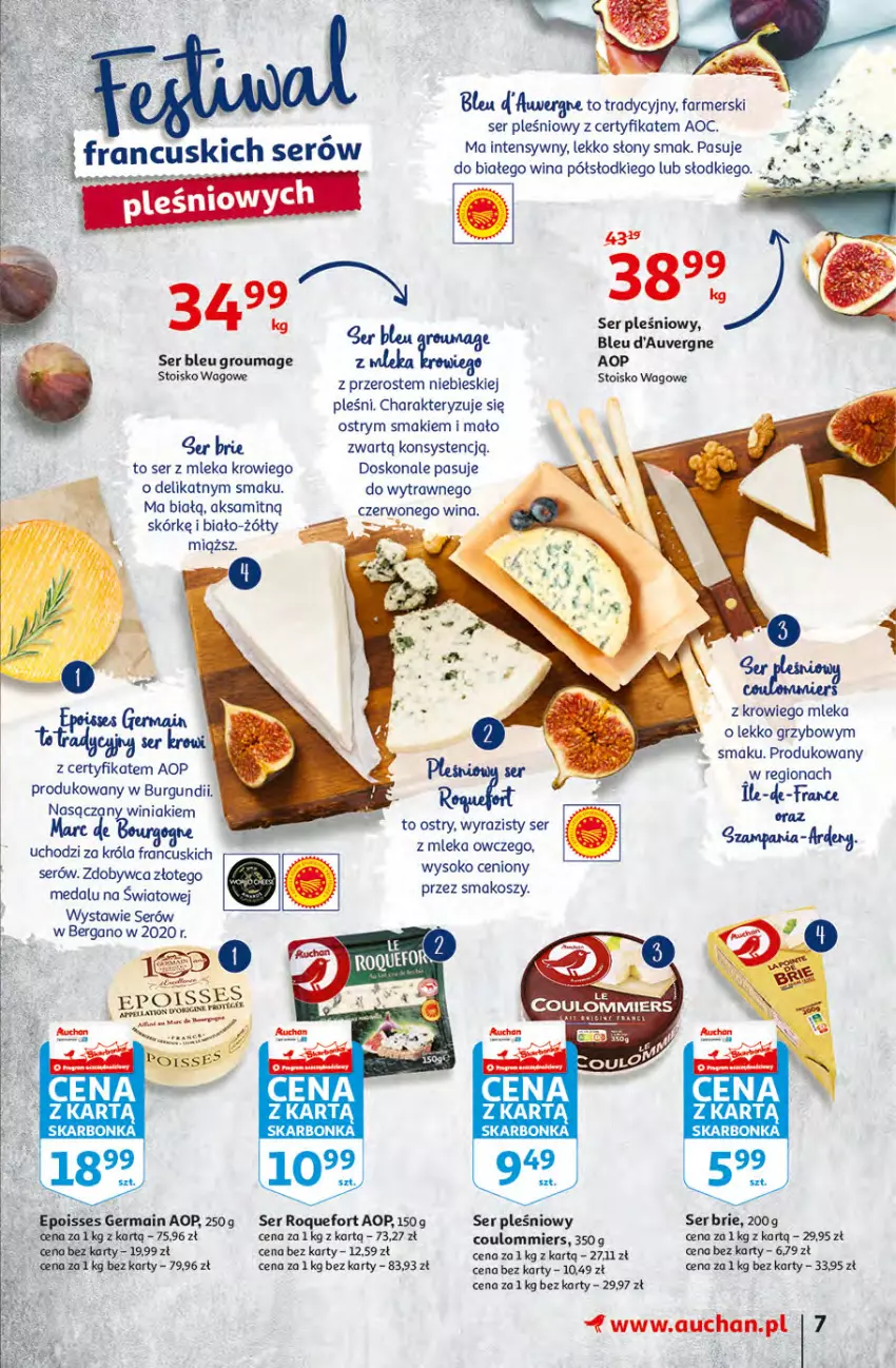 Gazetka promocyjna Auchan - Hiperoszczędzanie z kartą Skarbonka Hipermarkety - ważna 07.10 do 13.10.2021 - strona 7 - produkty: Aksam, Brie, Fa, Kosz, Roquefort, Ser, Ser pleśniowy, Sok