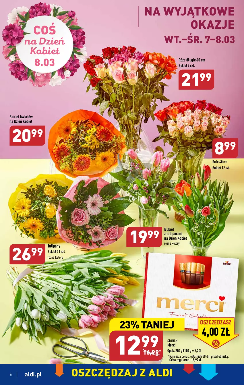 Gazetka promocyjna Aldi - Pełny katalog - ważna 06.03 do 11.03.2023 - strona 6 - produkty: Bukiet, Merci, Tulipan