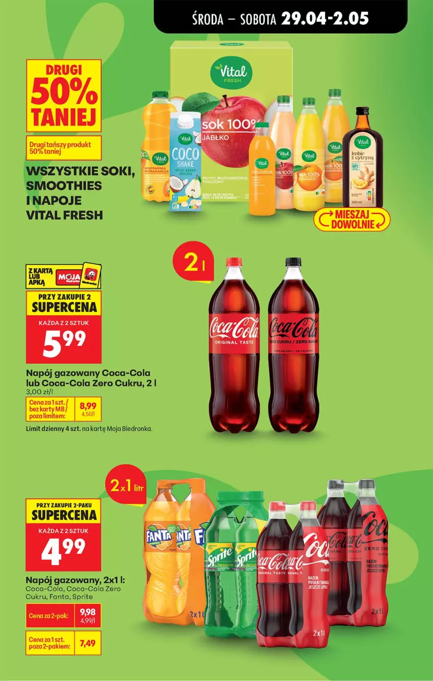 Gazetka promocyjna Biedronka - Od Środy - ważna 29.04 do 30.04.2026 - strona 13 - produkty: Coca-Cola, Fa, Fanta, Gin, Imbir, Napój, Napój gazowany, Napoje, NBA, Smoothie, Sprite