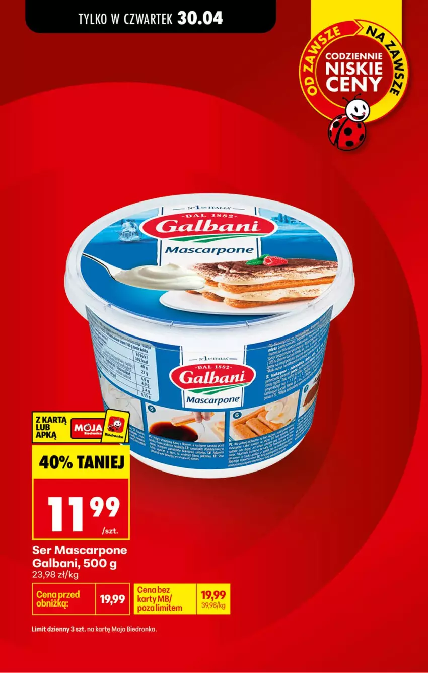 Gazetka promocyjna Biedronka - Od Środy - ważna 29.04 do 30.04.2026 - strona 26 - produkty: Galbani, Mascarpone, Ser