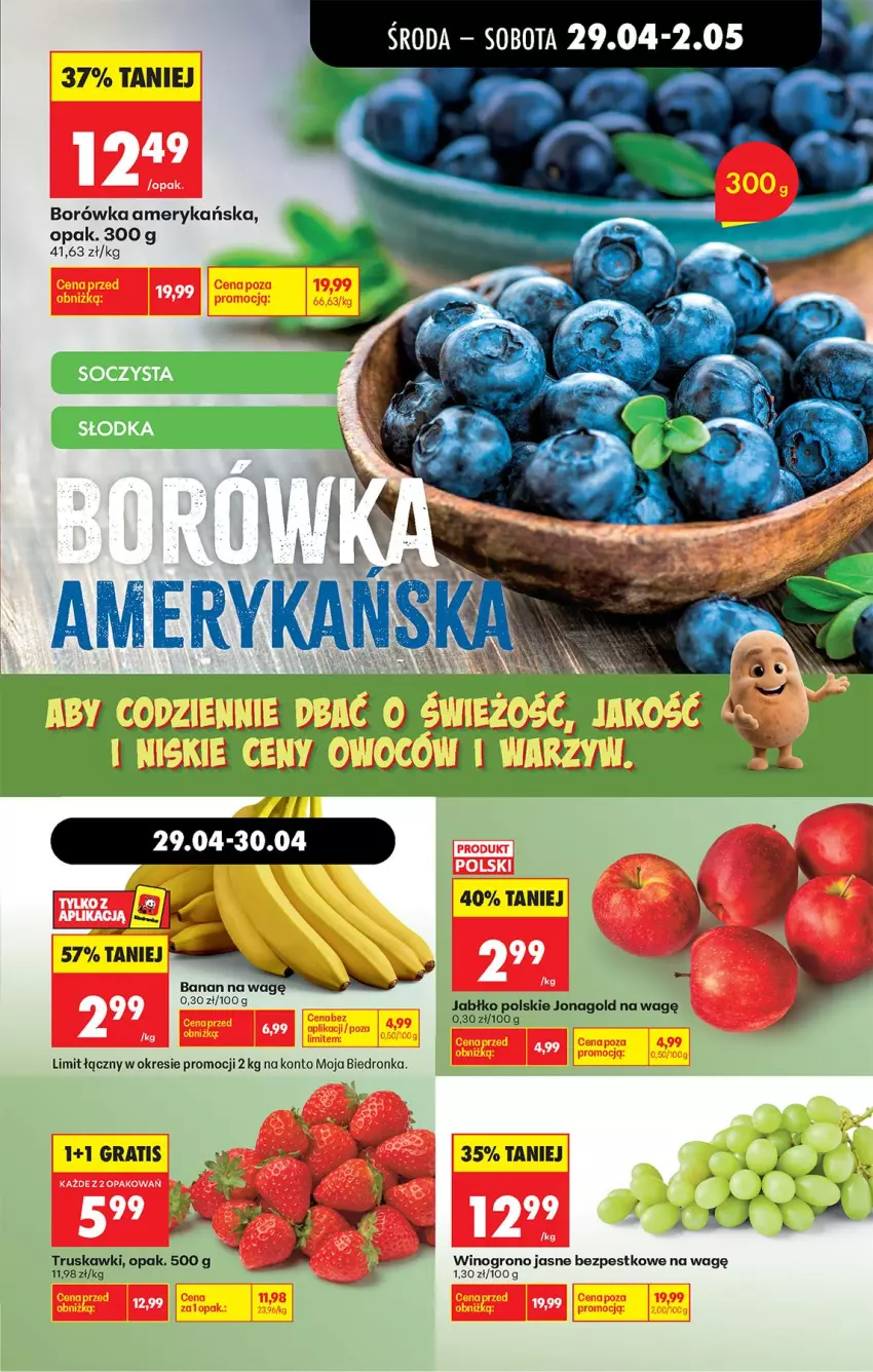 Gazetka promocyjna Biedronka - Od Środy - ważna 29.04 do 30.04.2026 - strona 45 - produkty: Borówka, Borówka amerykańska, Jonagold, Truskawki, Wino