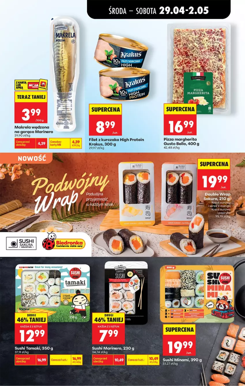 Gazetka promocyjna Biedronka - Od Środy - ważna 29.04 do 30.04.2026 - strona 57 - produkty: Basia, Bell, Krakus, Kurczak, LG, Mango, Papryka, Pizza, Pizza margherita, Ser, Serek, Sushi, Tera