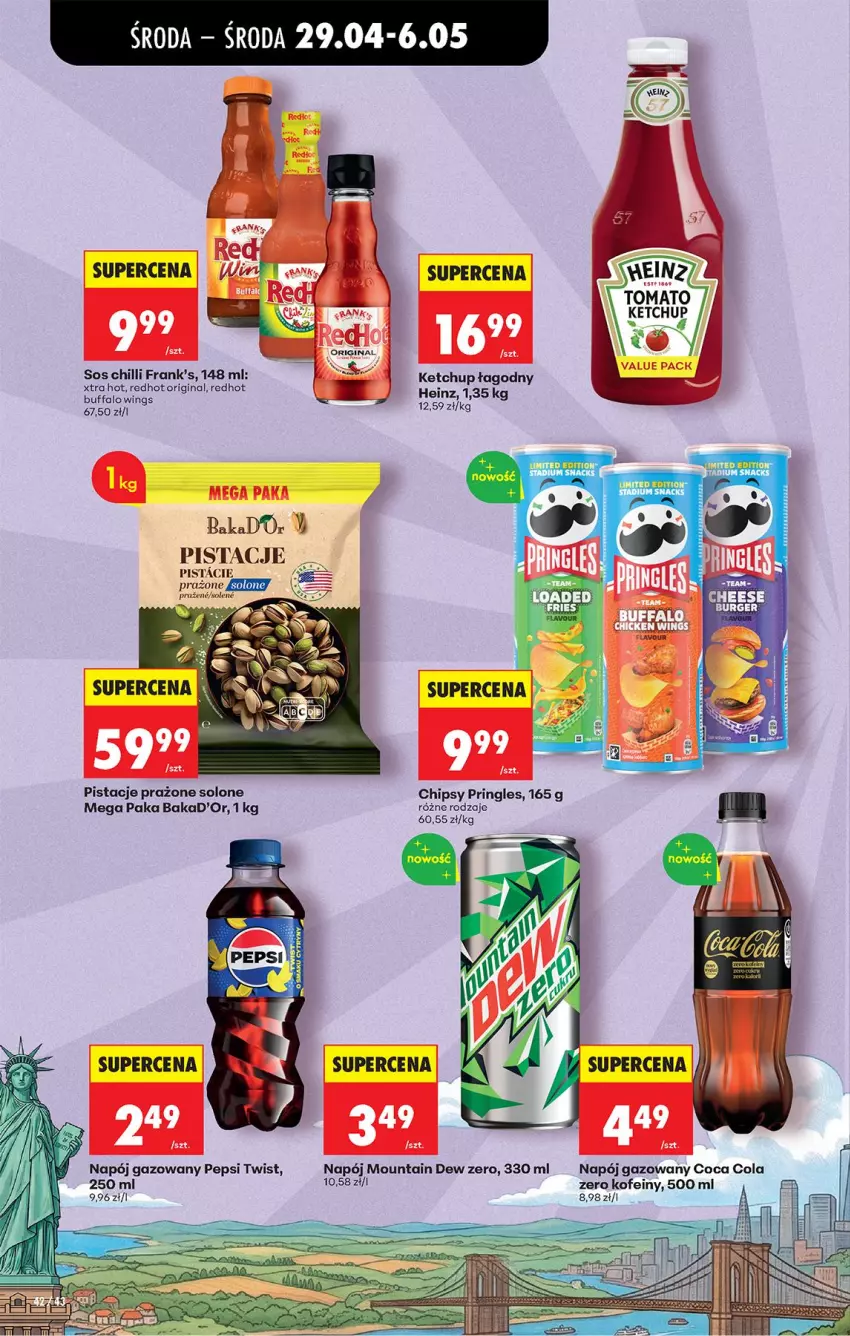 Gazetka promocyjna Biedronka - Od Środy - ważna 29.04 do 30.04.2026 - strona 63 - produkty: Chipsy, Fa, Gin, Ketchup, Napój, Napój gazowany, Pepsi, Pistacje, Pringles, Sos