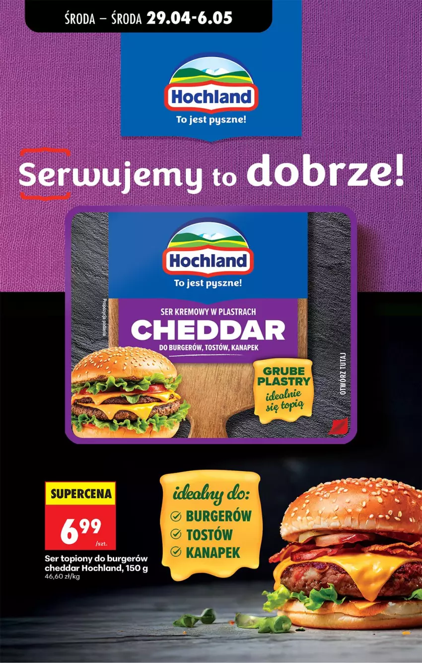 Gazetka promocyjna Biedronka - Od Środy - ważna 29.04 do 30.04.2026 - strona 68 - produkty: Burger, Cheddar, Fa, Hochland, Por, Ser, Ser topiony, Top