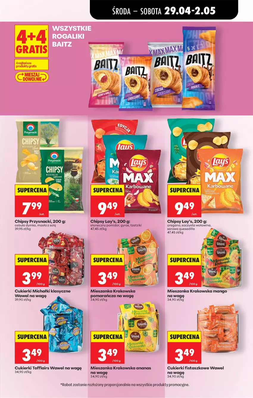 Gazetka promocyjna Biedronka - Od Środy - ważna 29.04 do 30.04.2026 - strona 76 - produkty: Ananas, Cebula, Chipsy, Cukier, Cukierki, Gyros, Mango, Masło, Michałki, Por, Przysnacki, Ser, Wawel, Wołowina