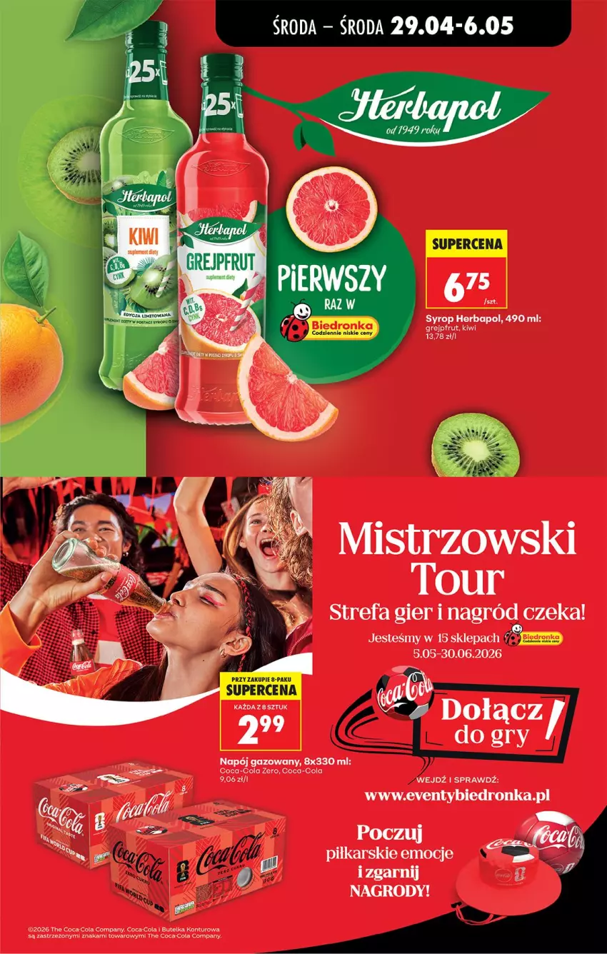 Gazetka promocyjna Biedronka - Od Środy - ważna 29.04 do 30.04.2026 - strona 80 - produkty: Coca-Cola, Fa, Grejpfrut, Herbapol, Kiwi, Napój, Napój gazowany, Strefa gier, Syrop