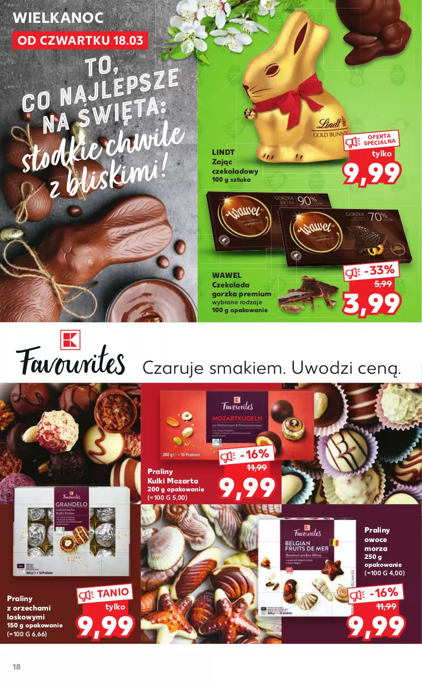 Gazetka promocyjna Kaufland - Dodatek WIELKANOC - ważna 18.03 do 03.04.2021 - strona 18 - produkty: Czekolada, Czekolada gorzka, Lindt, Lody, Owoce, Owoce morza, Praliny, Wawel