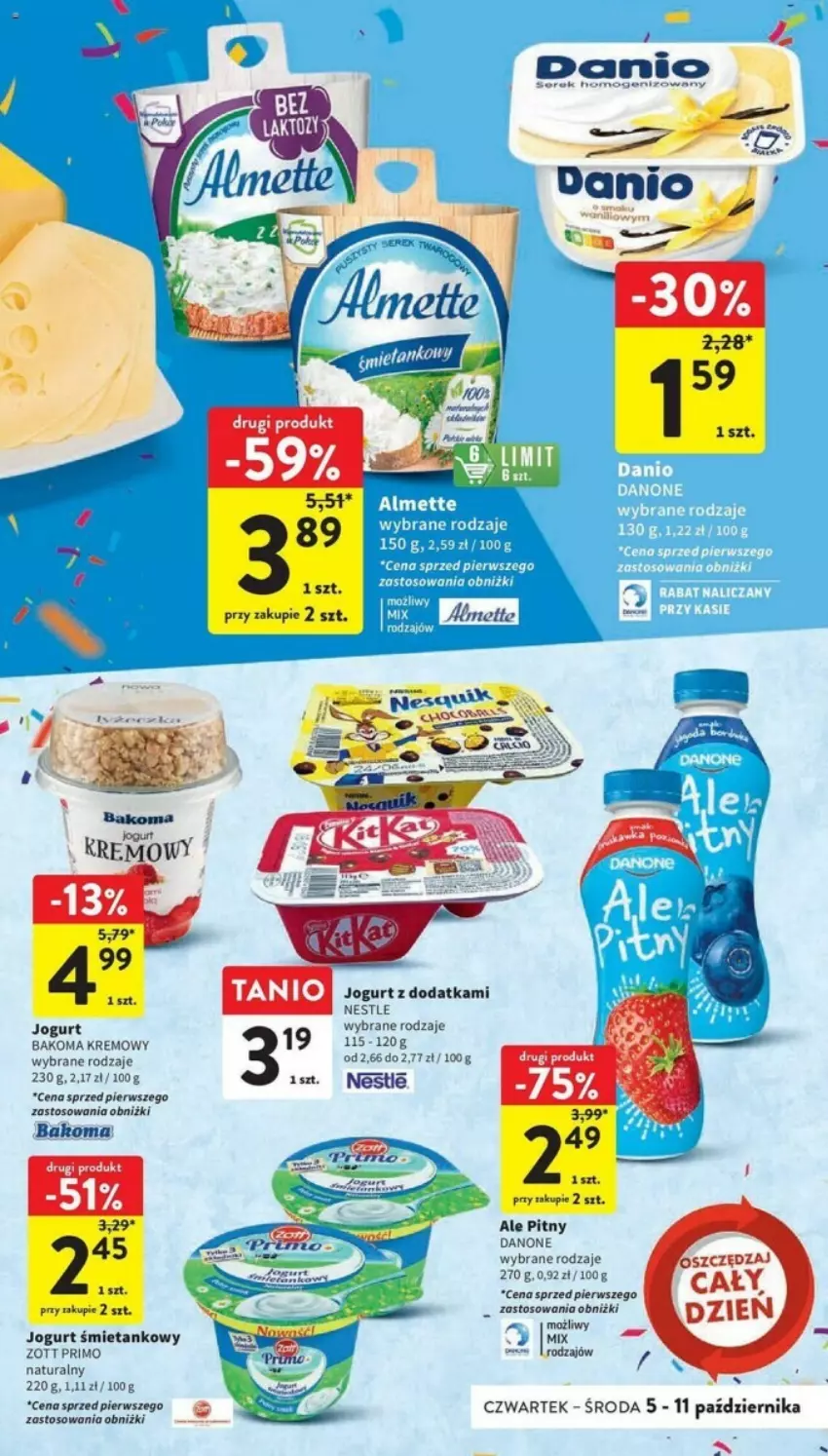 Gazetka promocyjna Intermarche - ważna 05.10 do 11.10.2023 - strona 25 - produkty: Bakoma, Danio, Danone, Jogurt, Zott, Zott Primo