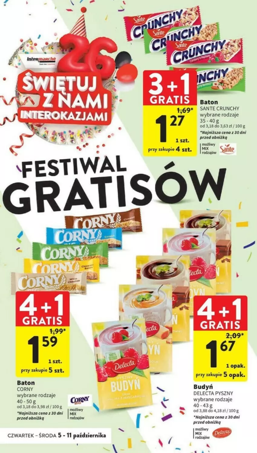 Gazetka promocyjna Intermarche - ważna 05.10 do 11.10.2023 - strona 45 - produkty: Baton, Budyń, Delecta, Gra, Sante