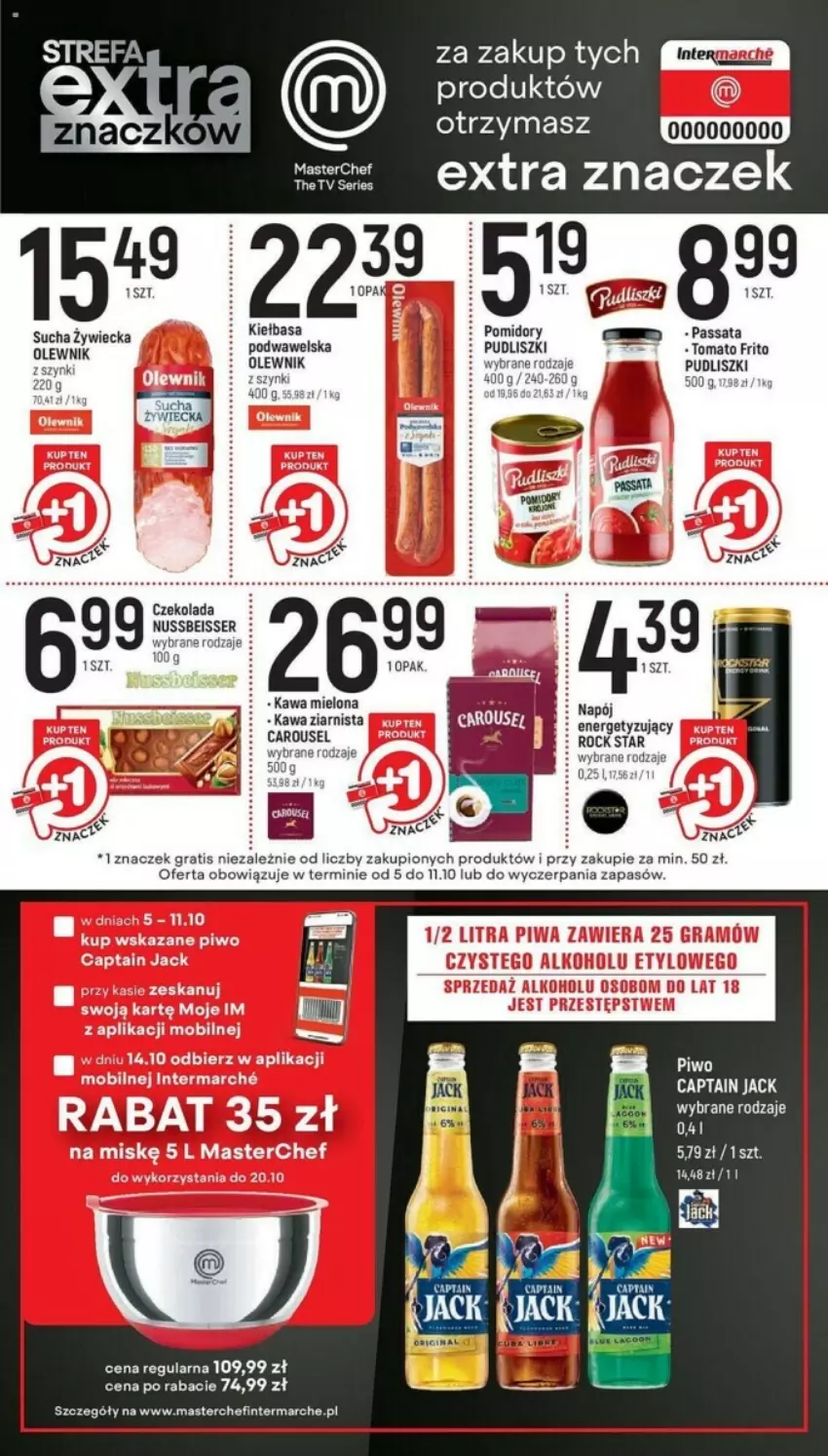 Gazetka promocyjna Intermarche - ważna 05.10 do 11.10.2023 - strona 7 - produkty: Captain Jack, Czekolada, Gra, Kawa, Kiełbasa, Napój, Olewnik, Piwo, Pomidory, Pudliszki, Ser, Wawel