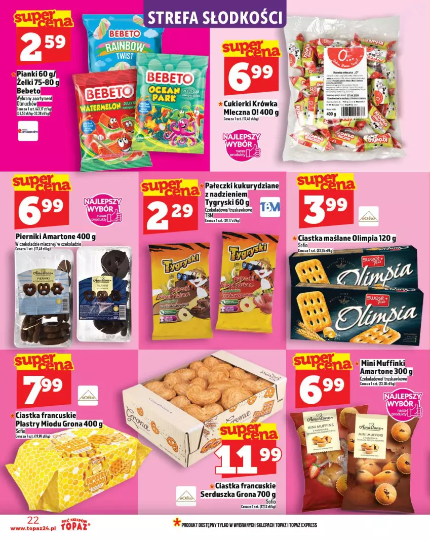 Gazetka promocyjna Topaz - Gazetka - ważna 06.11 do 12.11.2025 - strona 22 - produkty: Ciastka, Cukier, Cukierki, Fa, Gry, Muffinki, Piernik, Ser, Top