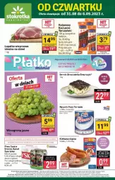 Gazetka promocyjna Stokrotka - Gazetka - ważna od 06.09 do 06.09.2024 - strona 1 - produkty: Piwo, Warzywa, Por, Tyskie, Tarczyński, Ręcznik, Winogrona, Sport, Morliny, Foxy, Owoce, Kabanos, Aksam, Wino, Kiełbasa, Mięso, Kiełbasa śląska