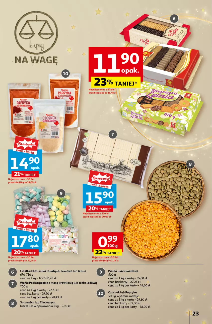 Gazetka promocyjna Auchan - Pewność Niskich Cen Hipermarket - ważna 14.11 do 20.11.2024 - strona 25 - produkty: Ciastka, Czosnek, Fa, Karp, Mars, Marshmallows, Papryka, Wafle