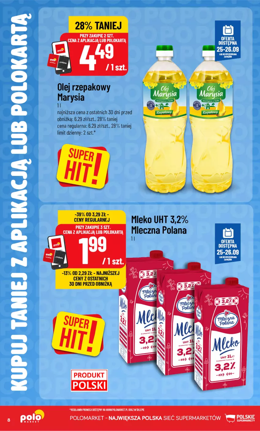 Gazetka promocyjna PoloMarket - Katalog Kupuj taniej z POLOappką - ważna 23.09 do 29.09.2026 - strona 8 - produkty: LANA, Mleko, Olej, Olej rzepakowy