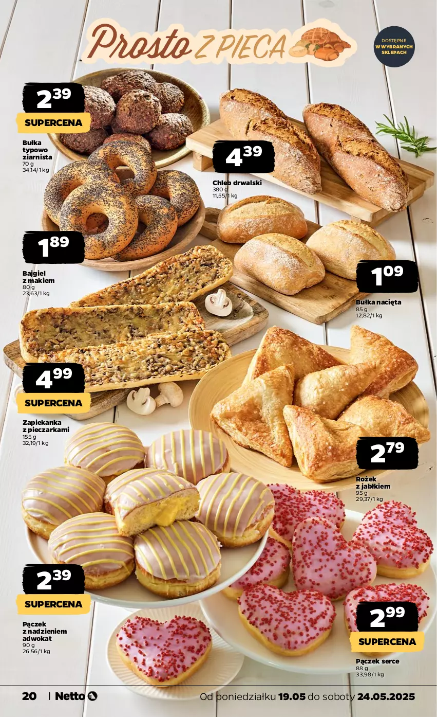 Gazetka promocyjna Netto - Od Poniedziałku - ważna 19.05 do 24.05.2025 - strona 20 - produkty: Bułka, Chleb, Pączek, Piec, Pieczarka, Ser, Zapiekanka