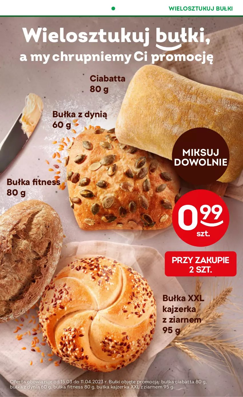 Gazetka promocyjna Żabka - ważna 15.03 do 21.03.2023 - strona 14 - produkty: Bułka, Bułka fitness, Ciabatta, Dynią, Kajzerka