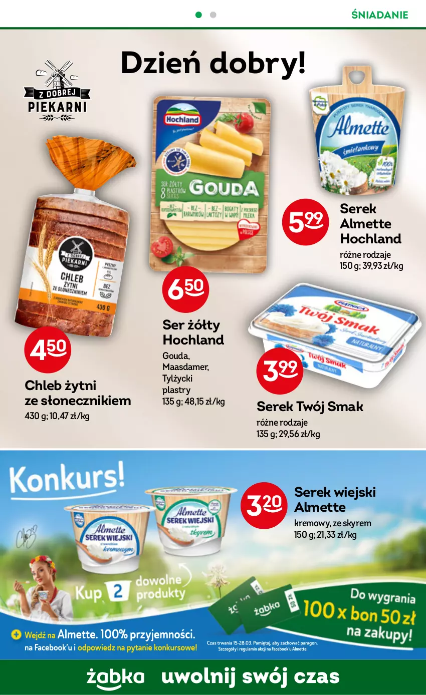 Gazetka promocyjna Żabka - ważna 15.03 do 21.03.2023 - strona 36 - produkty: Almette, Chleb, Gouda, Hochland, Maasdam, Ser, Serek, Serek wiejski, Twój Smak