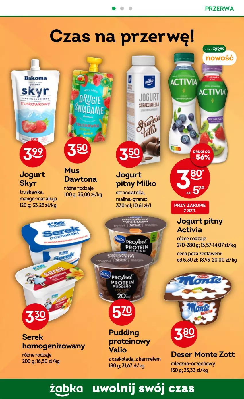 Gazetka promocyjna Żabka - ważna 15.03 do 21.03.2023 - strona 38 - produkty: Activia, Dawtona, Deser, Gra, Granat, Jogurt, Jogurt pitny, Mango, Monte, Mus, Pudding, Ser, Serek, Serek homogenizowany, Zott