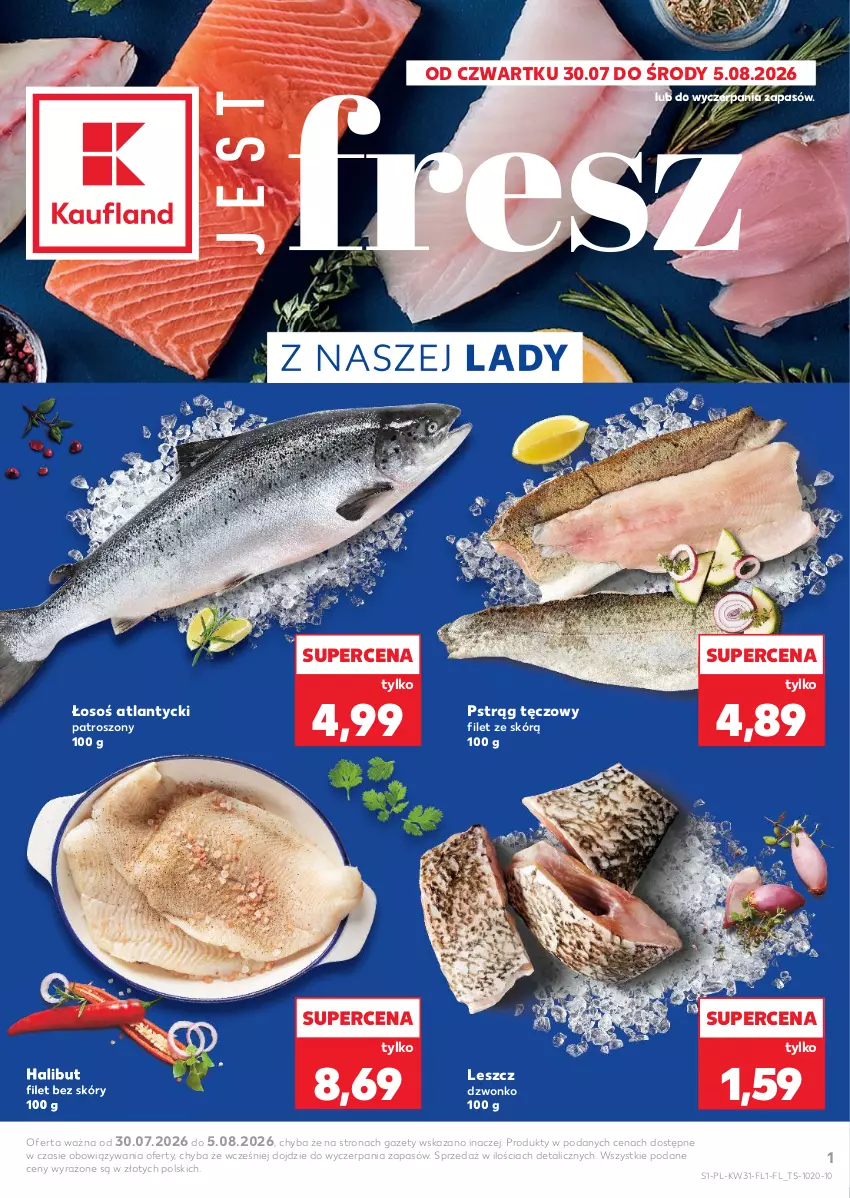 Gazetka promocyjna Kaufland - Ryby z naszej lady - ważna 30.07 do 05.08.2026 - strona 1 - produkty: Halibut, Pstrąg, Pstrąg tęczowy
