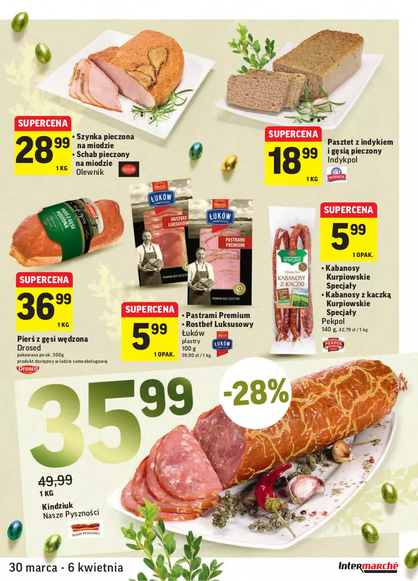 Gazetka promocyjna Intermarche - Wielkanoc - ważna 30.03 do 06.04.2021 - strona 11 - produkty: Kabanos, Olewnik, Pasztet, Pekpol, Piec, Rostbef, Schab pieczony, Szynka