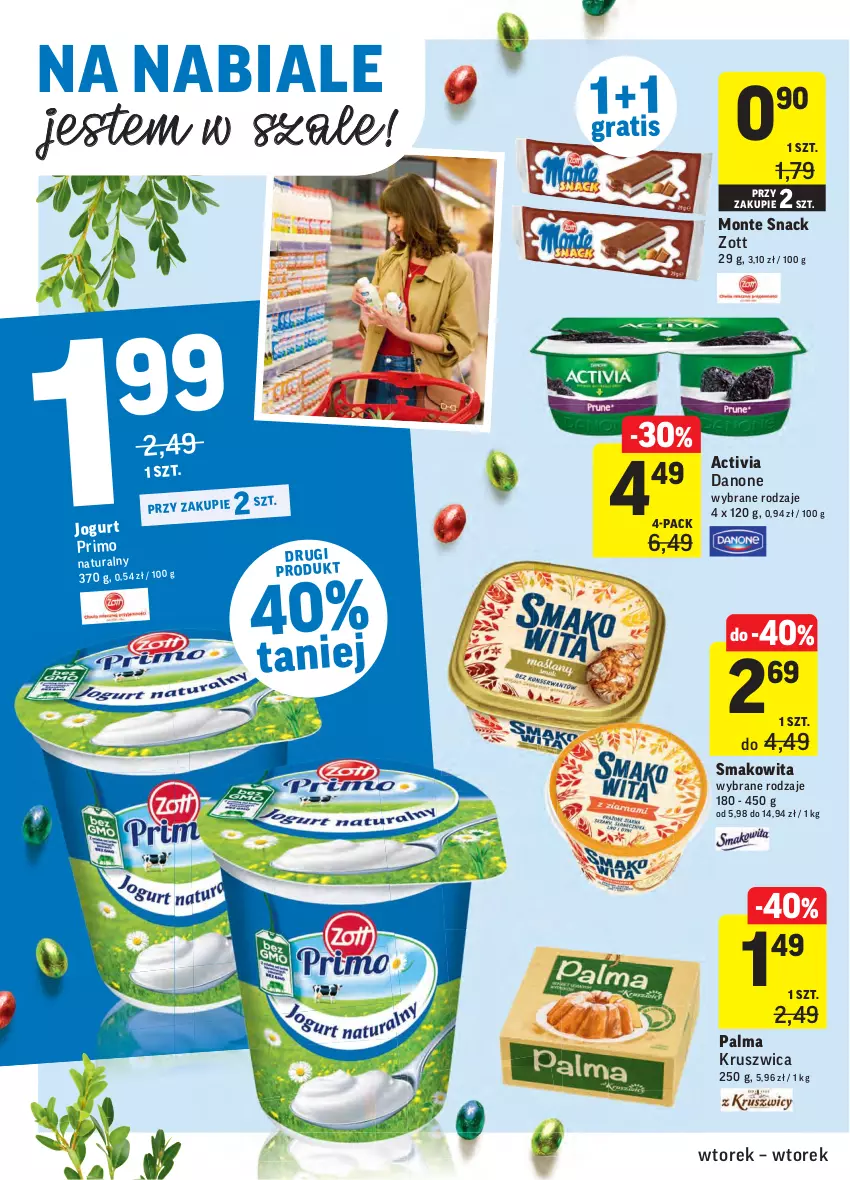 Gazetka promocyjna Intermarche - Wielkanoc - ważna 30.03 do 06.04.2021 - strona 26 - produkty: Activia, Danone, Gra, Jogurt, Monte, Palma, Smakowita, Szal, Zott