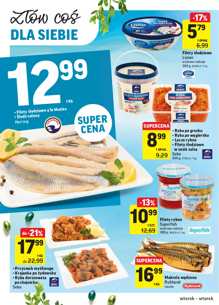 Gazetka promocyjna Intermarche - Wielkanoc - ważna 30.03 do 06.04.2021 - strona 28 - produkty: Dorsz, Lisner, Ryba, Ryba po grecku, Salsa, SEKO, Sos, Tusz