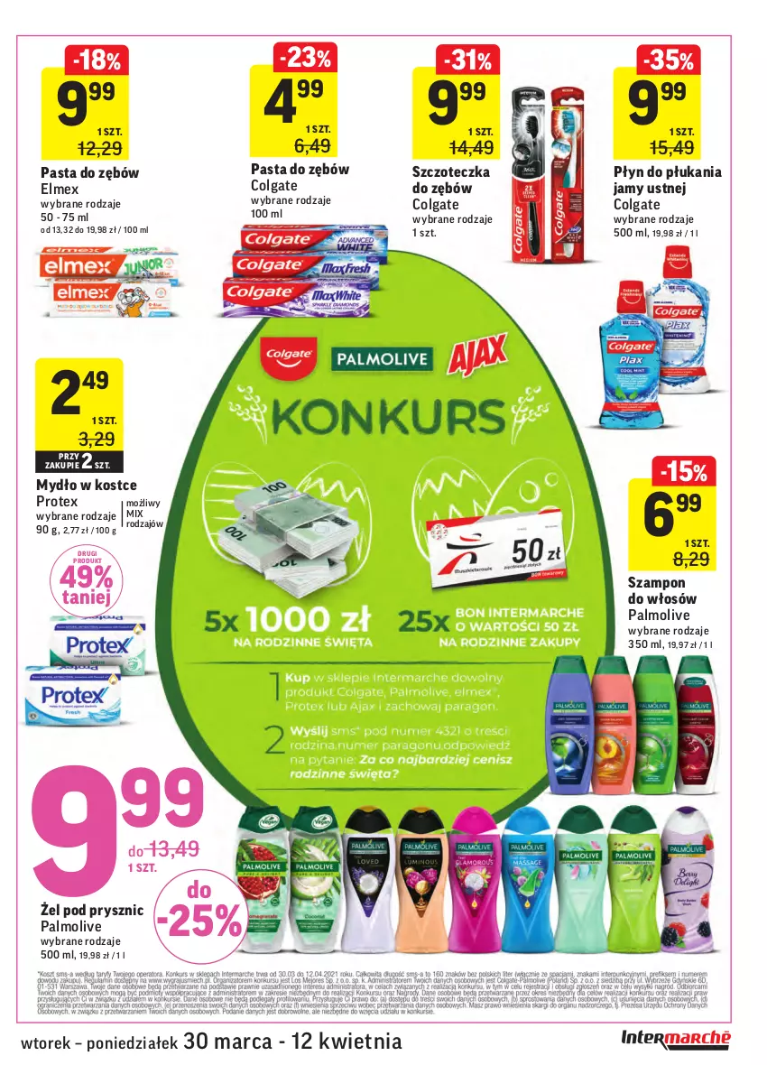 Gazetka promocyjna Intermarche - Wielkanoc - ważna 30.03 do 06.04.2021 - strona 41 - produkty: Colgate, Elmex, LG, Mydło, Palmolive, Pasta do zębów, Płyn do płukania, Płyn do płukania jamy ustnej, Szampon, Szczoteczka, Szczoteczka do zębów