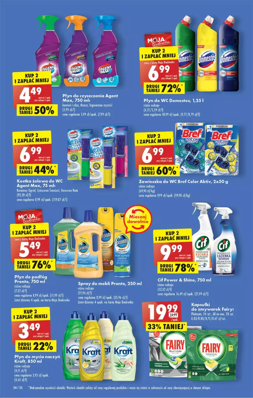 Gazetka promocyjna Biedronka - W tym tygodniu  PL - ważna 04.05 do 07.05.2022 - strona 54 - produkty: Bref, Cif, Do mycia naczyń, Domestos, Fa, Fairy, Ogród, Płyn do mycia, Płyn do mycia naczyń, Płyn do wc, Pronto, Sok, Surf, Zawieszka do wc