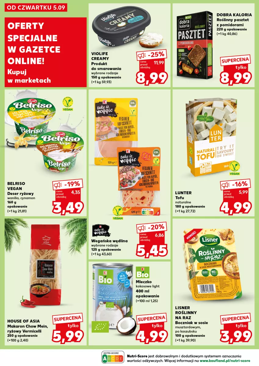 Gazetka promocyjna Kaufland - Kaufland - ważna 09.09 do 11.09.2024 - strona 24 - produkty: Belriso, Boczniak, Deser, House of Asia, Kokos, Lisner, Makaron, Mleczko, Mus, Pasztet, Ryż, Ser, Sos, Tofu, Wędlina