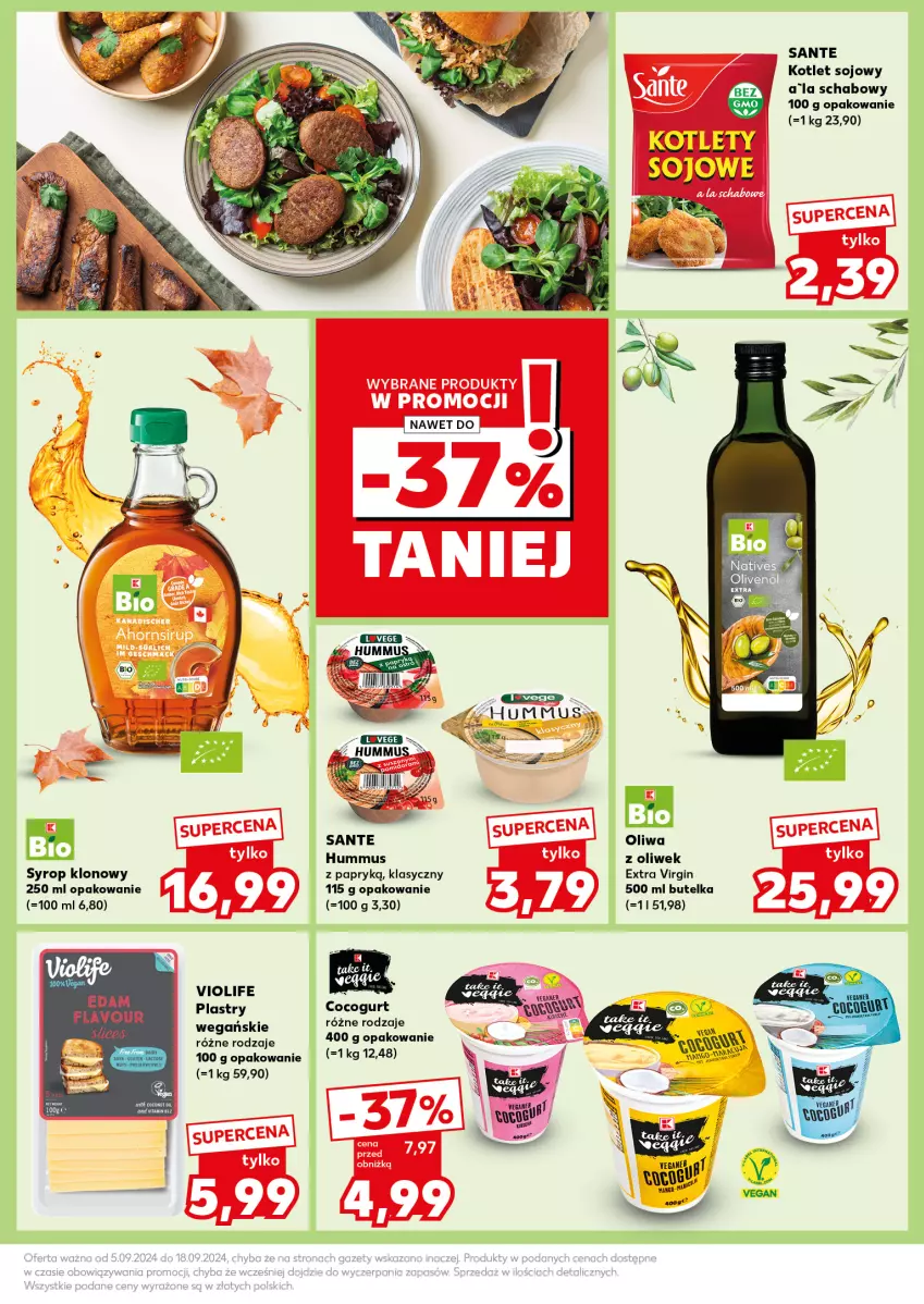 Gazetka promocyjna Kaufland - Kaufland - ważna 09.09 do 11.09.2024 - strona 25 - produkty: Edam, Gin, Hummus, Kotlet, Mus, Oliwa, Oliwa z oliwek, Sante, Syrop