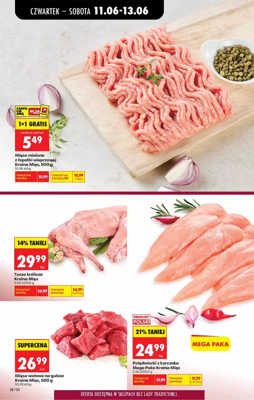 Gazetka promocyjna Biedronka - Od Czwartku - ważna 11.06 do 17.06.2026 - strona 22 - produkty: Kurczak, Mięso, Mięso mielone, Mięso mielone z łopatki wieprzowej, Mięso wołowe, Polędwiczki z kurczaka, Tusz