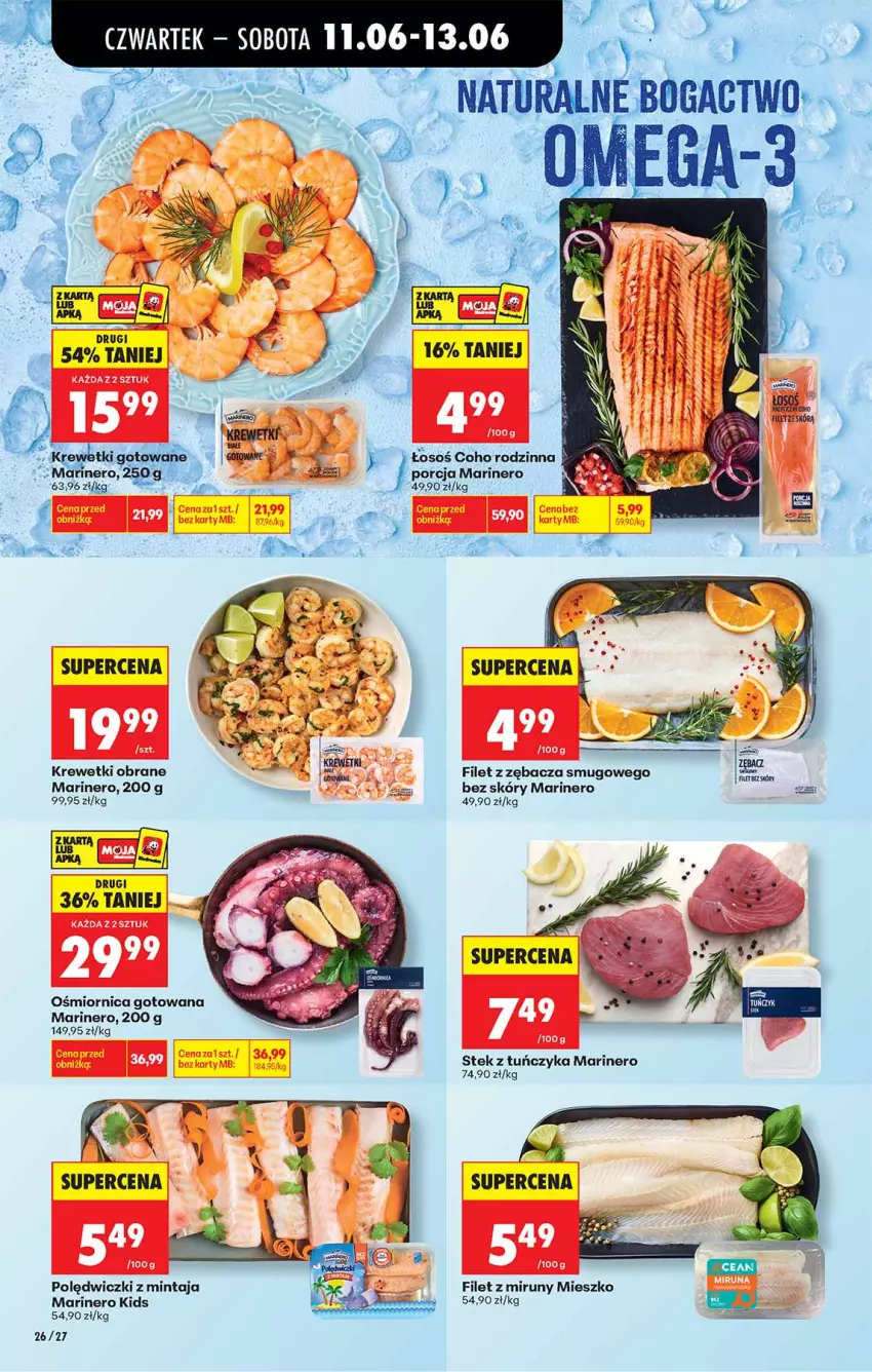 Gazetka promocyjna Biedronka - Od Czwartku - ważna 11.06 do 17.06.2026 - strona 26 - produkty: Krewetki, Mintaj, Por, Stek, Tuńczyk