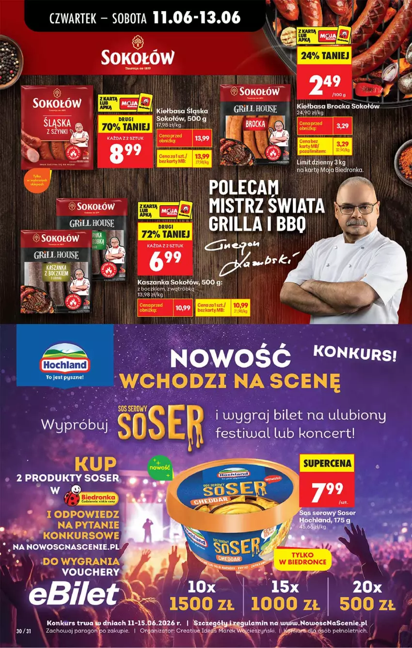 Gazetka promocyjna Biedronka - Od Czwartku - ważna 11.06 do 17.06.2026 - strona 30 - produkty: BIC, Gra, Kasza, Kaszanka, Kiełbasa, Kiełbasa śląska, Por, Ser, Sok, Sokołów, Sos
