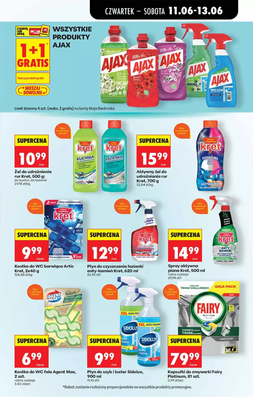 Gazetka promocyjna Biedronka - Od Czwartku - ważna 11.06 do 17.06.2026 - strona 53 - produkty: Fa, Fairy, Gra, Kostka do wc, Kret, Płyn do szyb, Por, Sidolux, Zmywarki