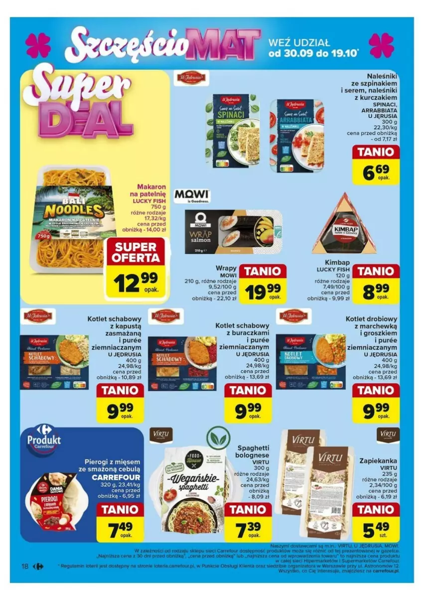 Gazetka promocyjna Carrefour - ważna 30.09 do 05.10.2024 - strona 10 - produkty: Kapustą, Kotlet, Kurczak, Makaron, Naleśniki, Pur, Ser, Spaghetti, Szpinak, Zapiekanka