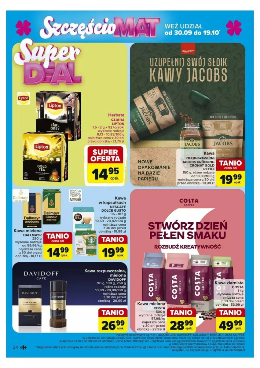 Gazetka promocyjna Carrefour - ważna 30.09 do 05.10.2024 - strona 17 - produkty: Dolce Gusto, Jacobs, Kawa, Kawa mielona, Kawa ziarnista