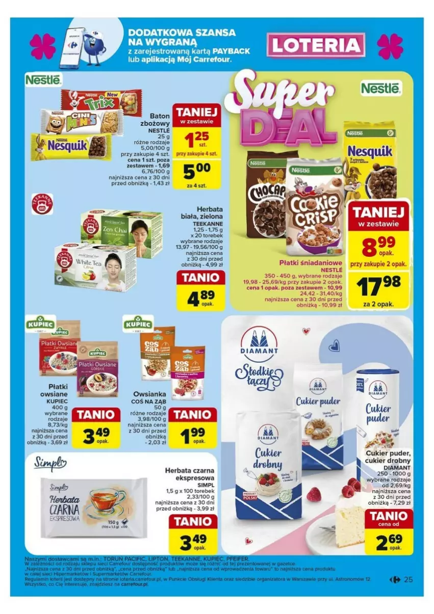 Gazetka promocyjna Carrefour - ważna 30.09 do 05.10.2024 - strona 18 - produkty: Cukier, Cukier puder, Gra, Herbata, Herbata czarna, NBA, Owsianka, Puder