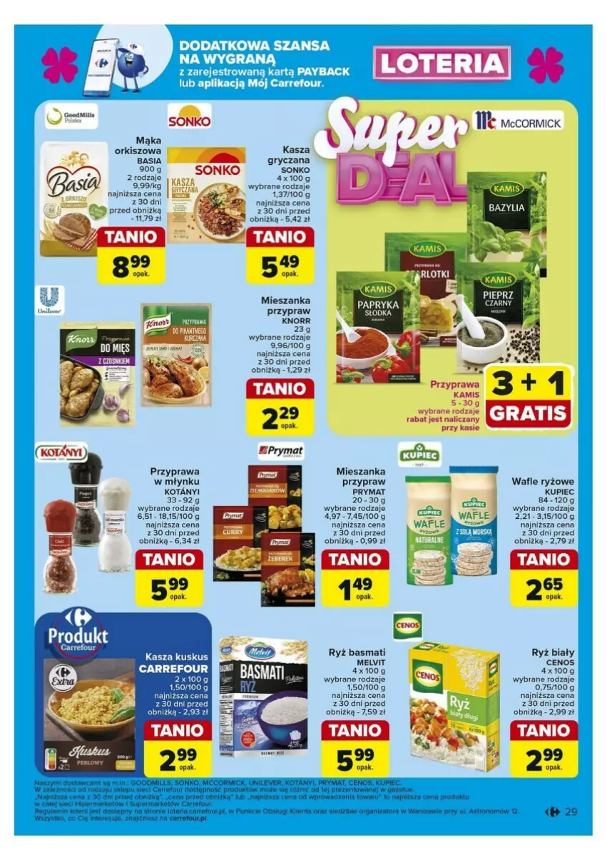 Gazetka promocyjna Carrefour - ważna 30.09 do 05.10.2024 - strona 22 - produkty: Basia, Gra, Gry, Kasza, Knorr, Kupiec, Mąka, Melvit, Piec, Prymat, Ryż, Ryż basmati, Wafle