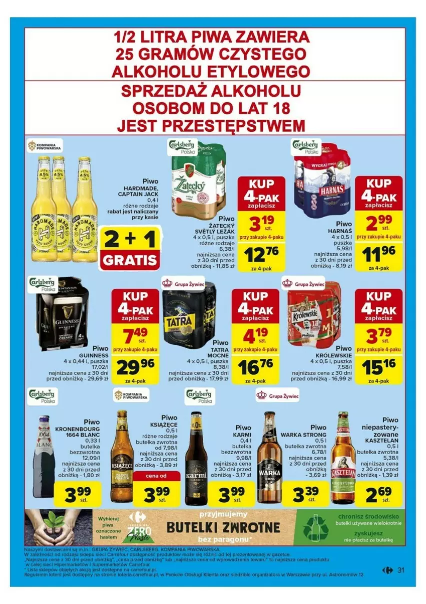 Gazetka promocyjna Carrefour - ważna 30.09 do 05.10.2024 - strona 25 - produkty: Captain Jack, Gra, Harnaś, Karmi, Kasztelan, Królewski, Książęce, Piwa, Piwo, Warka