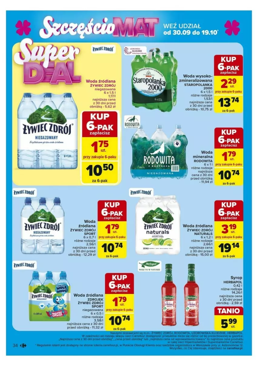 Gazetka promocyjna Carrefour - ważna 30.09 do 05.10.2024 - strona 28 - produkty: LANA, Por, Sok, Sport, Staropolanka, Woda, Woda mineralna