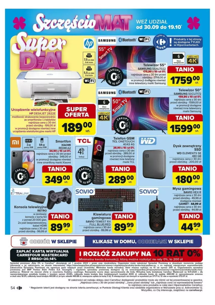 Gazetka promocyjna Carrefour - ważna 30.09 do 05.10.2024 - strona 50 - produkty: Cif, Gra, HP, Klawiatura, Konsola, Mysz, Samsung, Smartfon, Telefon, Telewizor, Telewizory, Urządzenie wielofunkcyjne