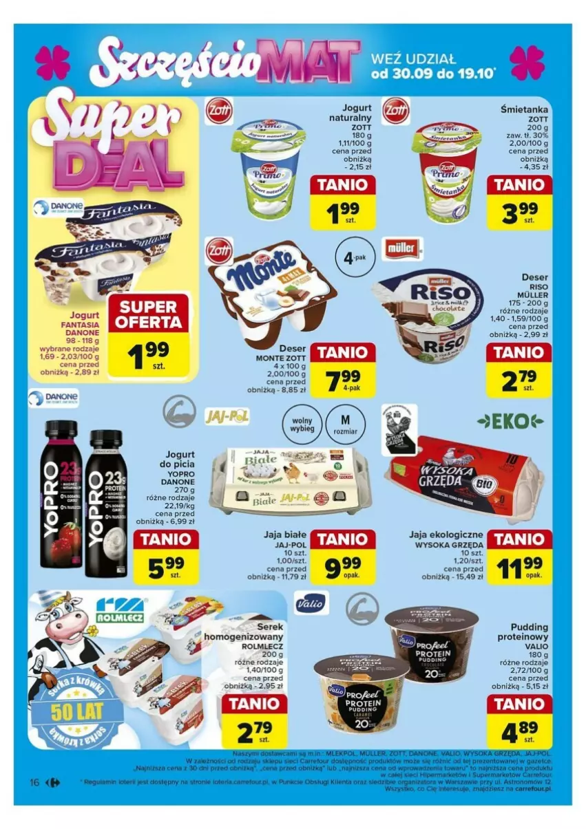 Gazetka promocyjna Carrefour - ważna 30.09 do 05.10.2024 - strona 8 - produkty: Danone, Fa, Fanta, Jaja, Jogurt, Pudding, Rolmlecz, Ser, Serek, Sok, Zott