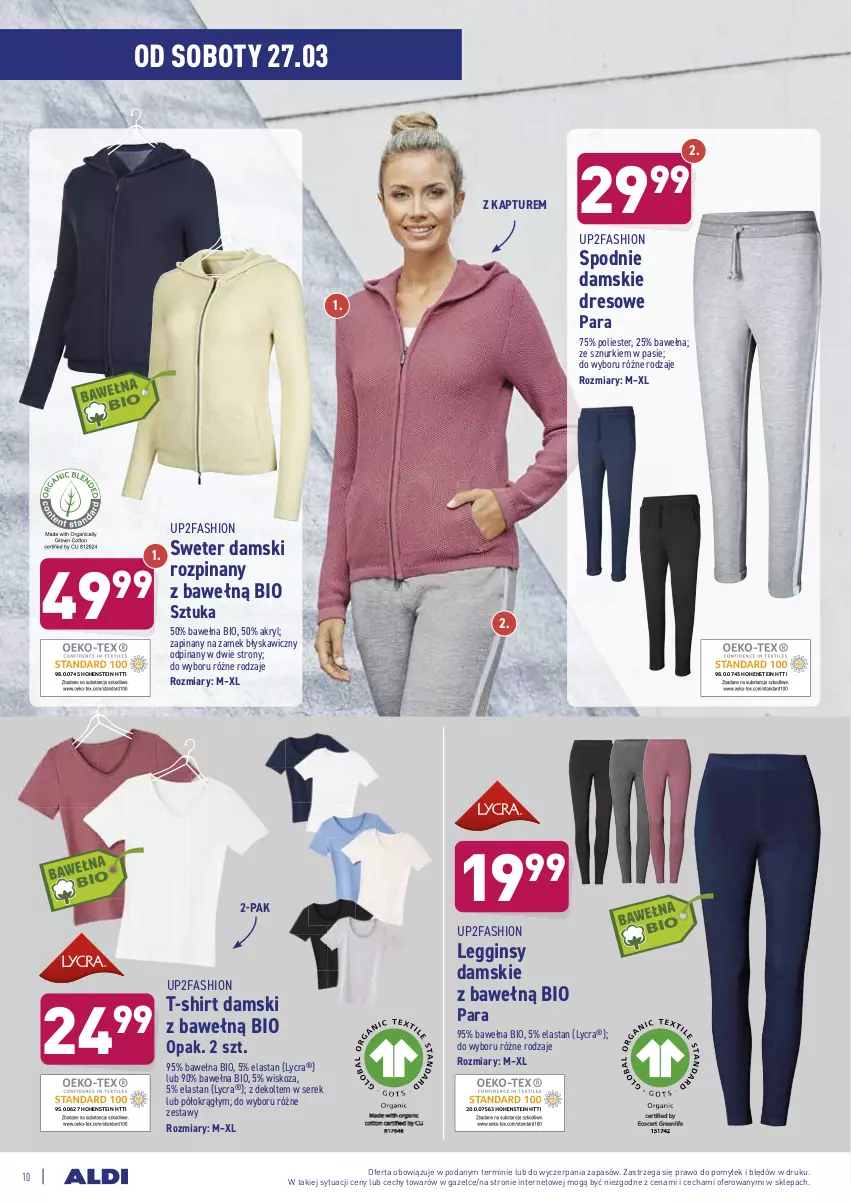 Gazetka promocyjna Aldi - Od Środy i Soboty - ważna 24.03 do 27.03.2021 - strona 10 - produkty: Dres, Fa, Gin, Legginsy, Ser, Serek, Spodnie, Sweter, T-shirt, Wełna