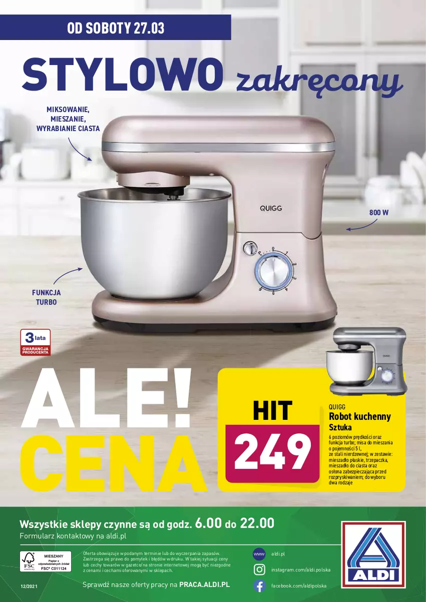 Gazetka promocyjna Aldi - Od Środy i Soboty - ważna 24.03 do 27.03.2021 - strona 14 - produkty: Fa, Gra, Mieszadło, Piec, Robot, Trzepaczka