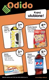 Gazetka promocyjna Odido - Gazetka - Gazetka - ważna od 09.02 do 09.02.2023 - strona 1 - produkty: Corn flakes, Wafle, Pepsi, Napój gazowany, Napój, Mleko, Fa