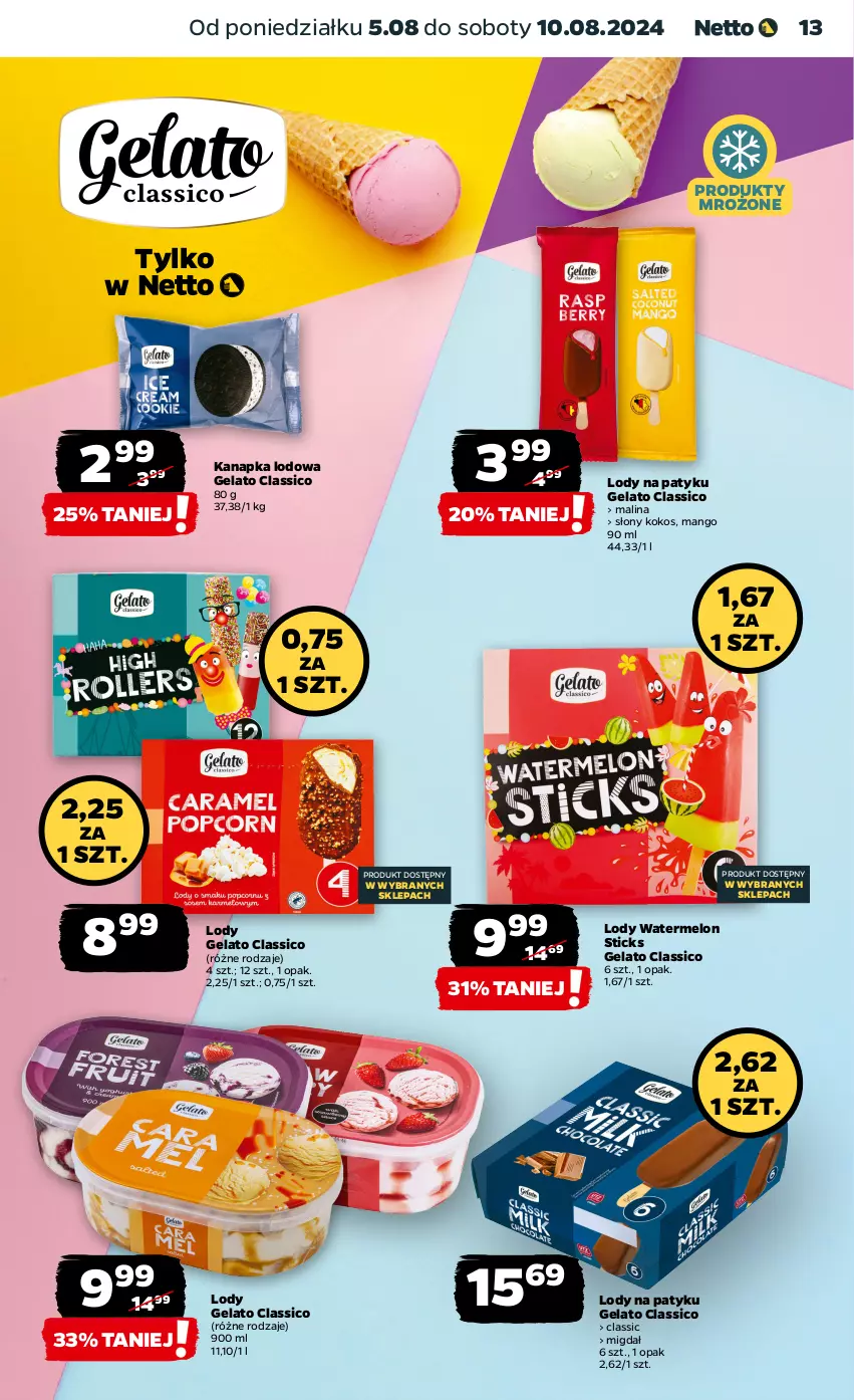 Gazetka promocyjna Netto - Od Poniedziałku - ważna 05.08 do 10.08.2024 - strona 13 - produkty: Kokos, Lody, Mango, Melon, Produkty mrożone