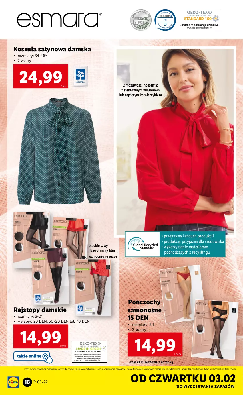 Gazetka promocyjna Lidl - GAZETKA - ważna 31.01 do 05.02.2022 - strona 22 - produkty: Kosz, Koszula, Opaska, Pończochy, Rajstopy, Top