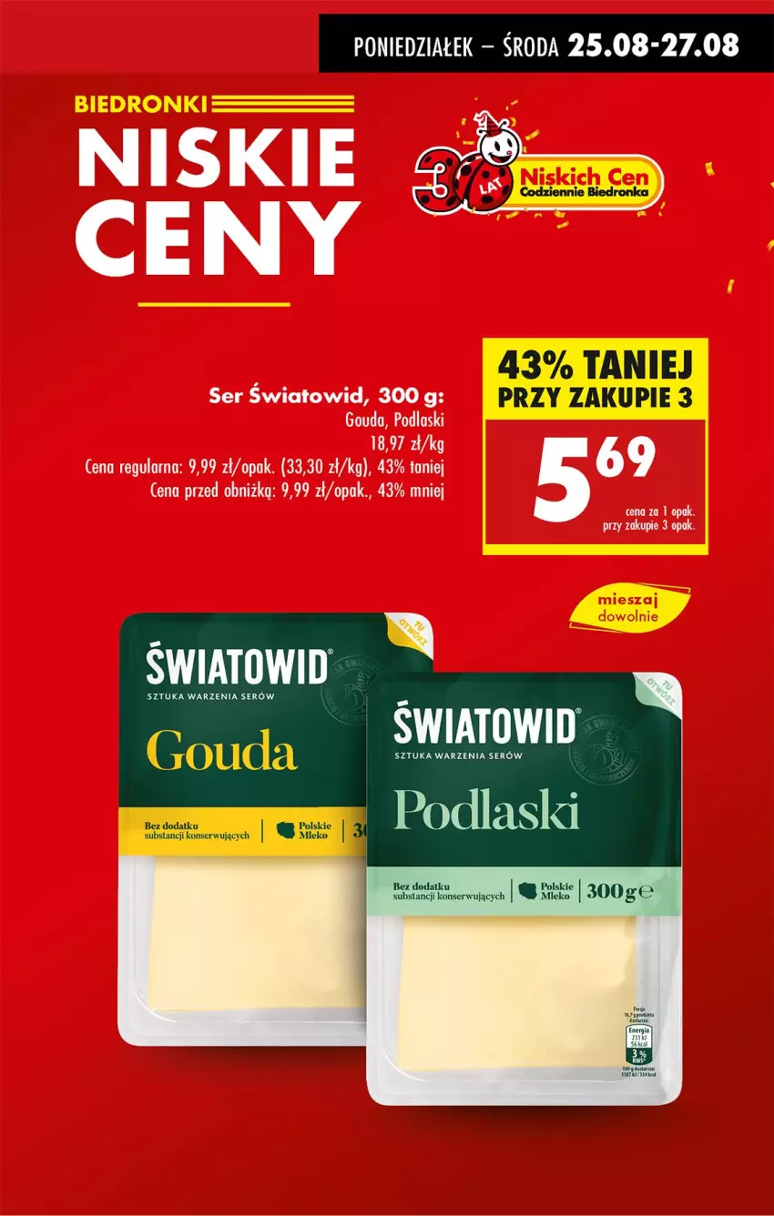 Gazetka promocyjna Biedronka - Od Poniedziałku - ważna 25.08 do 30.08.2025 - strona 3 - produkty: Gouda, Podlaski, Ser