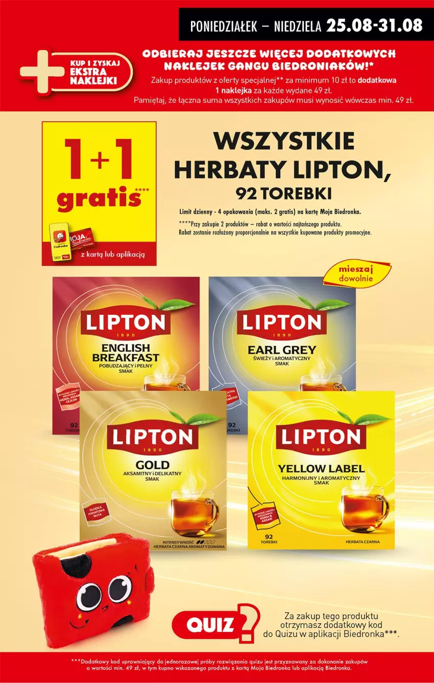 Gazetka promocyjna Biedronka - Od Poniedziałku - ważna 25.08 do 30.08.2025 - strona 39 - produkty: Aksam, Earl Grey, Gra, Herbata, Herbata czarna, Lipton, Por